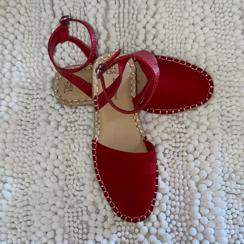 Red ankle strap flats new without tags size 6.5 women